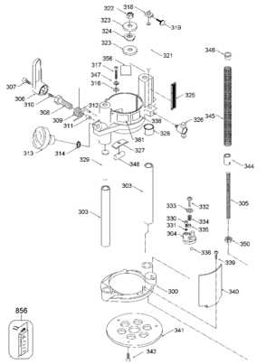 Default Diagram and Parts List for 694VK Type 8 Porter Cable Router